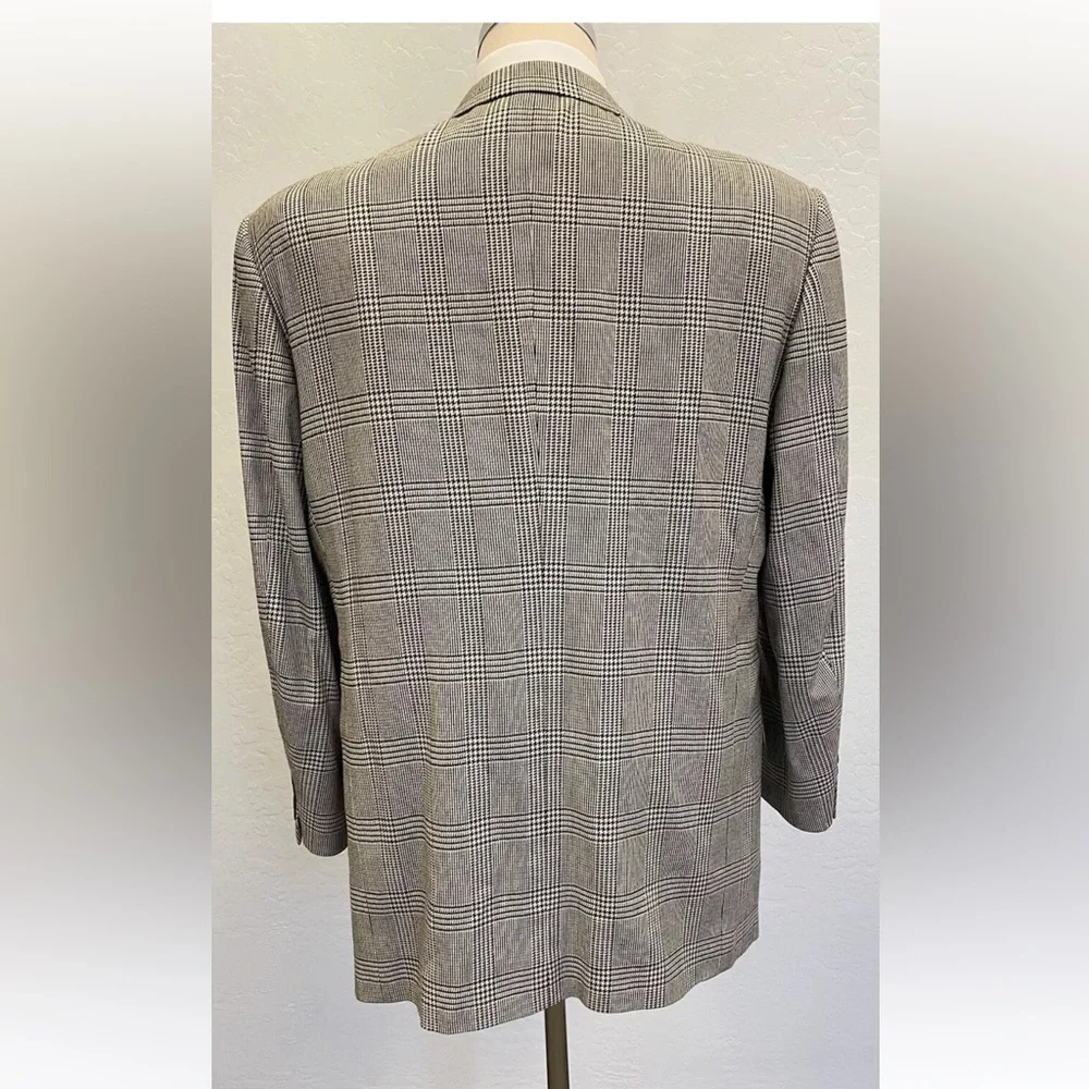 PERRY ELLIS vintage perry‎ ellis era Prince of Wales Check Jacket 46 made in usa